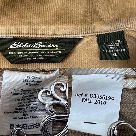 Y2K Eddie Bauer Tan Corduroy Barn Coat Chore Jacket Size XL Button Faded Retro - Picture 9 of 16